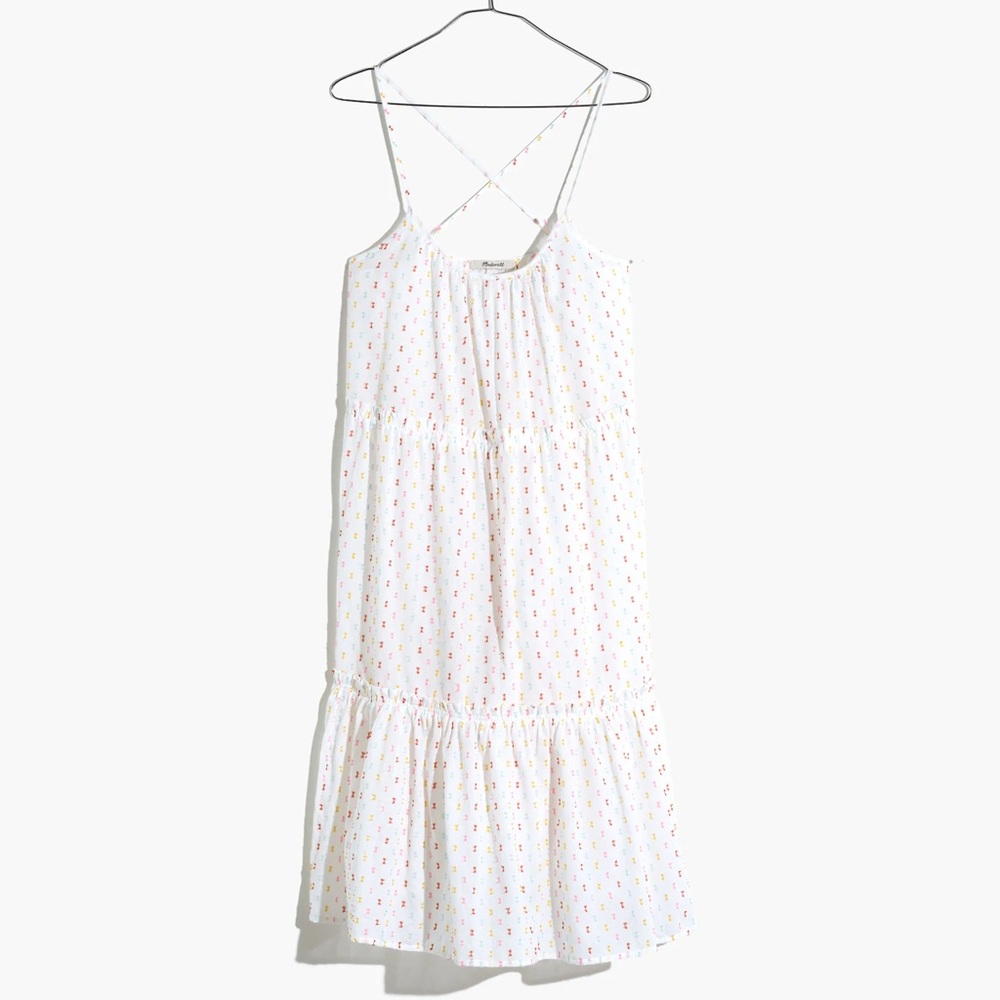 Madewell rainbow clip dot tiered coverup dress s small